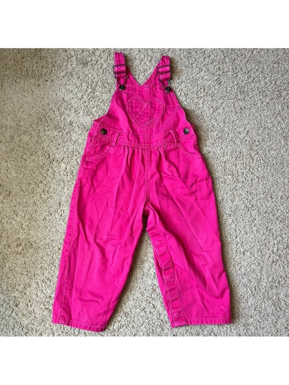 Osh Kosh B'Gosh Pink 24m Overalls Vestbak Heart Shaped Pockets Pants Toddler 2t